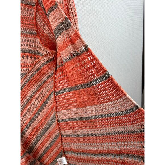 Style & Co Coral Striped Open Knit Cardigan Women’s 0X Cotton Blend Boho Sweater - Picture 10 of 11